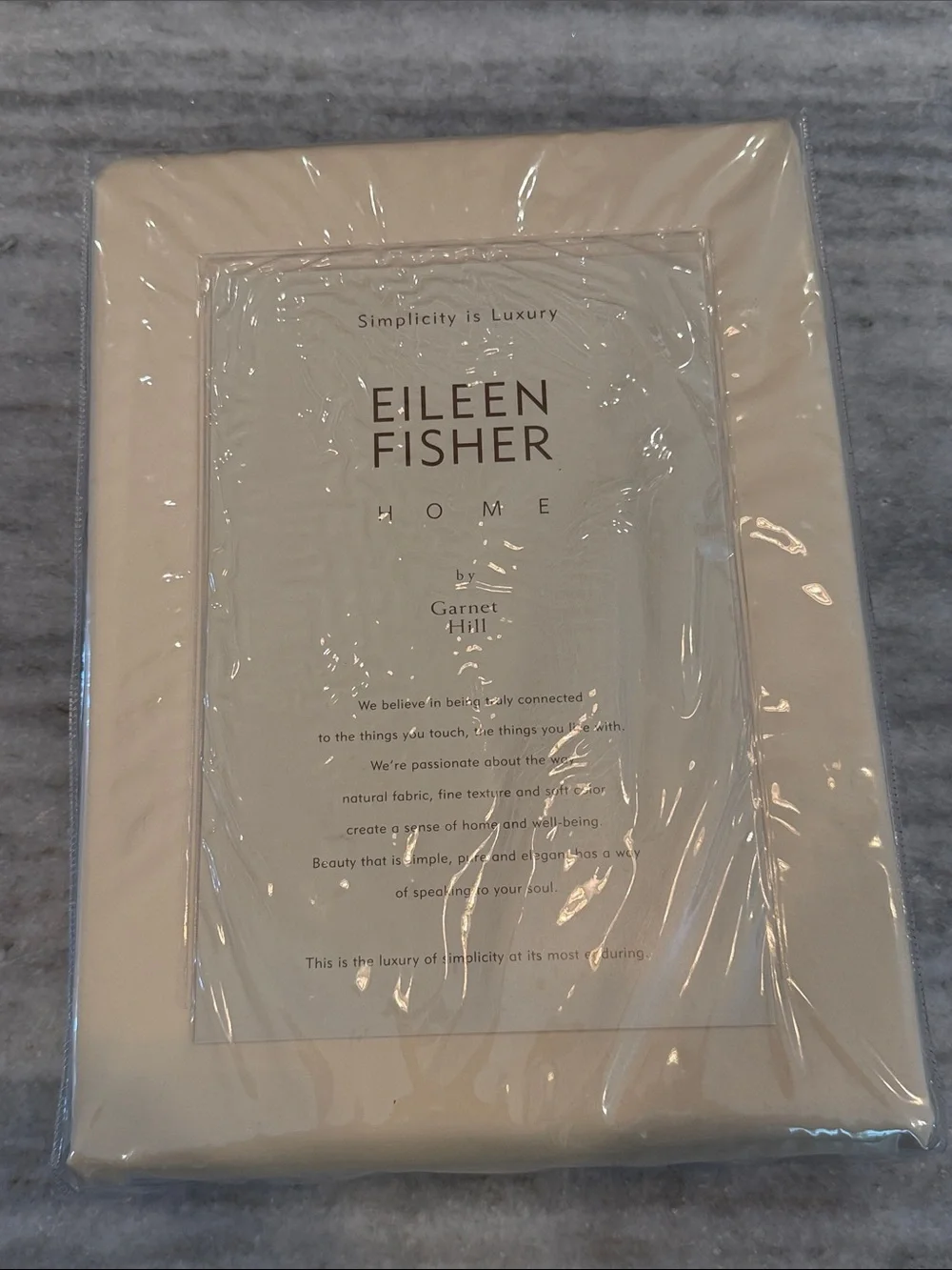 NEW Eileen Fisher by Garnet Hill Eggshell Cotton Sateen King Flat Sheet